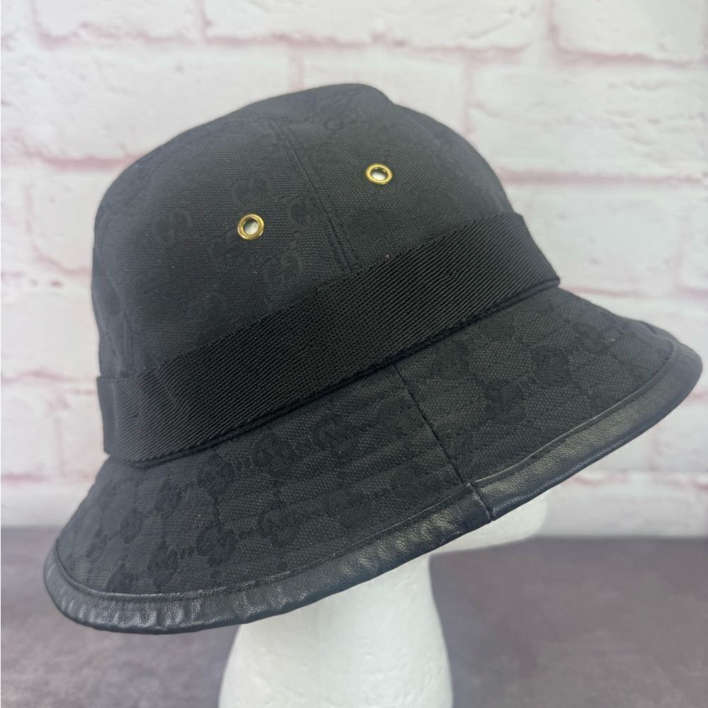 Gucci Black Denim Grommet Bucket Hat - Picture 4 of 10